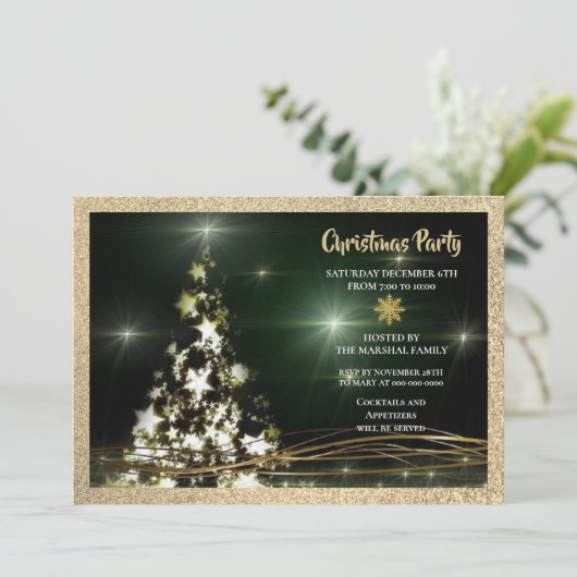 エレガントなクリスマスホリデーパーティー 招待状 (スタンド正面)