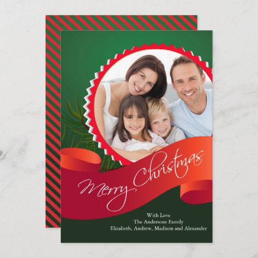 エレガントなクリスマスホリデー写真カード シーズンカード (正面/裏面)