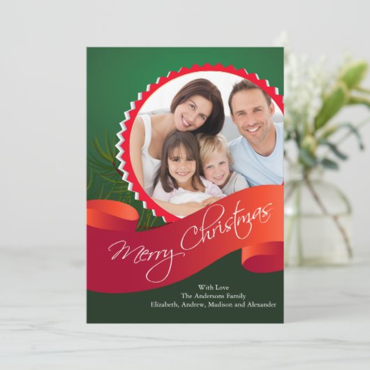 エレガントなクリスマスホリデー写真カード シーズンカード (スタンド正面)