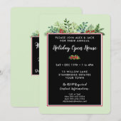 エレガントなクリスマスホリデー フローラル オープンハウスパーティ 招待状 (正面/裏面)