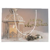 エレガントなクリスマスボール、ランタン ホリデー ラージペーパーバッグ (裏面)