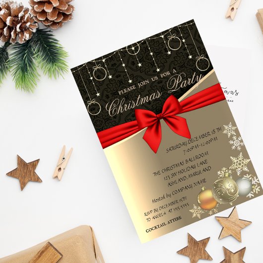 エレガントなクリスマスボール、会社のクリスマスパーティー 招待状