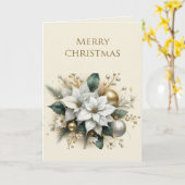 エレガントなクリスマスポインセチアの花の祝日  カード (黄色い花)