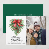 エレガントなクリスマスリースのホリデーシーズン シーズンカード (正面/裏面)