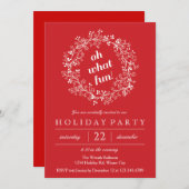 エレガントなクリスマスリースのホリデーパーティー 招待状 (正面/裏面)