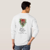エレガントなクリスマスリース ホリデー Tシャツ (裏面フル)