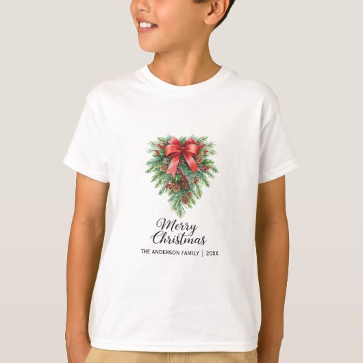 エレガントなクリスマスリース ホリデー Tシャツ (正面)