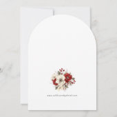 エレガントなクリスマスレッドダマスクフローラルアーチ 招待状 (裏面)