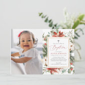 エレガントなクリスマス冬の写真洗礼招待状 招待状 (スタンド正面)