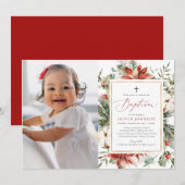 エレガントなクリスマス冬の写真洗礼招待状 招待状 (正面/裏面)