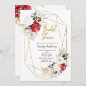 エレガントなクリスマス冬の花のブライダルシャワー 招待状 (正面/裏面)
