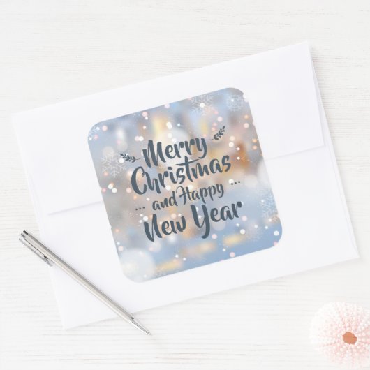 エレガントなクリスマス及び明けましておめでとう|のステッカーのシール スクエアシール (封筒)