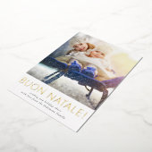 エレガントなクリスマス家族写真ゴールド 箔シーズンカード (回転した状態)