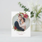 エレガントなクリスマス幾何学模様のリース ホリデー フォト シーズンポストカード (スタンド正面)