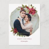 エレガントなクリスマス幾何学模様のリース ホリデー フォト シーズンポストカード (正面)