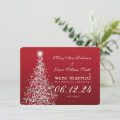 エレガントなクリスマス結婚式 極秘結婚 赤と銀 シーズンカード (スタンド正面)