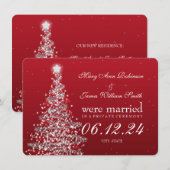 エレガントなクリスマス結婚式 極秘結婚 赤と銀 シーズンカード (正面/裏面)