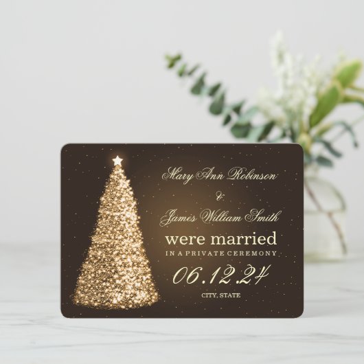 エレガントなクリスマス結婚式 秘密の結婚 ゴールド シーズンカード (スタンド正面)