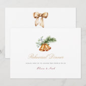 エレガントなクリスマス装飾 リハーサルディナーカード サンキューカード (正面/裏面)