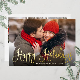 エレガントなクリスマス4 フォト 挨拶 ゴールド 箔シーズンカード