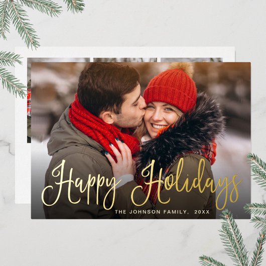 エレガントなクリスマス4 フォト 挨拶 ゴールド 箔シーズンカード