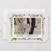エレガントなクリスマス ウィンター ボタニカル ベージュ 1 枚の写真 シーズンカード (正面)