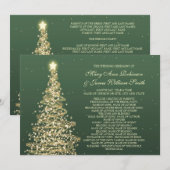 エレガントなクリスマス ウェディング グリーン ゴールド プログラム (正面/裏面)