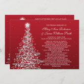 エレガントなクリスマス ウェディング レッド シルバー 招待状 (正面/裏面)