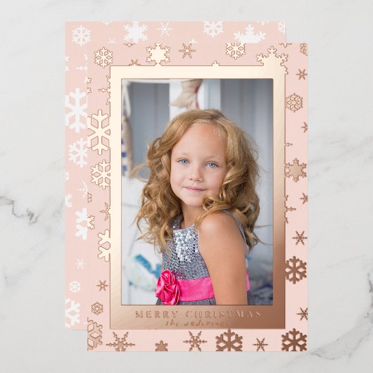 エレガントなクリスマス カスタム フォト 箔シーズンカード (正面/裏面)