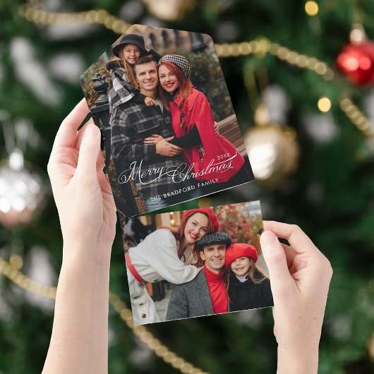 エレガントなクリスマス カリグラフィー 1-写真 オールインワン招待状