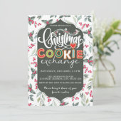 エレガントなクリスマス・クッキー交換パーティー グリーン 招待状 (スタンド正面)