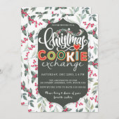 エレガントなクリスマス・クッキー交換パーティー グリーン 招待状 (正面/裏面)