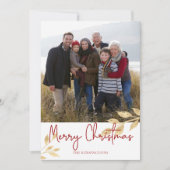 エレガントなクリスマス ゴールドリーフ | ホリデー フォト シーズンカード (正面)