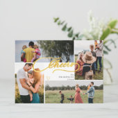 エレガントなクリスマス ゴールド チェアーズ 4 枚の写真のコラージュ シーズンカード (スタンド正面)