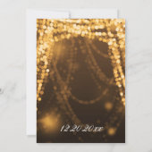 エレガントなクリスマス・パーティのひもは金ゴールドをつけます 招待状 (裏面)