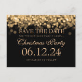 エレガントなクリスマス・パーティの保存日付の金ゴールドライト 案内ポストカード (正面)