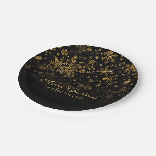 エレガントなクリスマス・パーティの輝きの金ゴールド ペーパープレート (アングル)