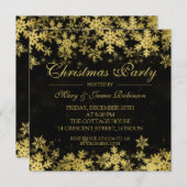 エレガントなクリスマス・パーティの金ゴールドの冬の雪片 招待状 (正面/裏面)