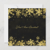 エレガントなクリスマス・パーティの金ゴールドの冬の雪片 招待状 (裏面)