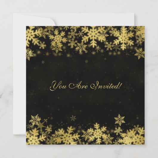 エレガントなクリスマス・パーティの金ゴールドの冬の雪片 招待状 (裏面)