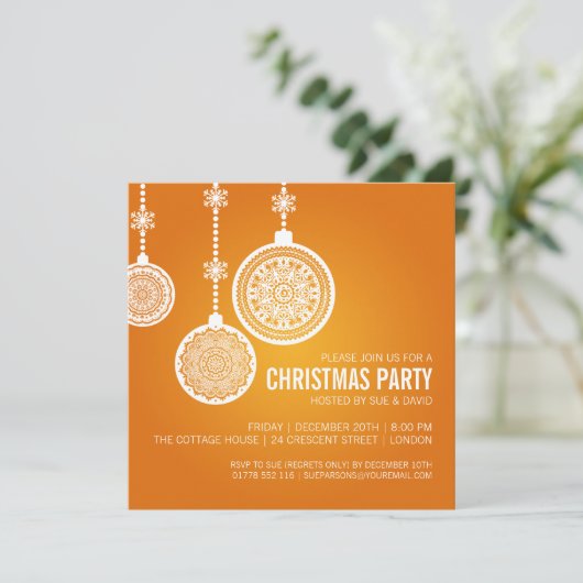 エレガントなクリスマス・パーティはオレンジを飾ります 招待状 (スタンド正面)
