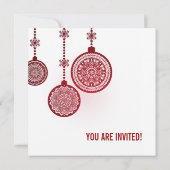 エレガントなクリスマス パーティー オーナメント 赤 招待状 (裏面)