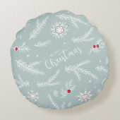 エレガントなクリスマス ピロー 松とスクリプト付き ラウンドクッション (裏面)