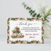 エレガントなクリスマス ブライダルシャワーティーパーティー サンキューカード (スタンド正面)