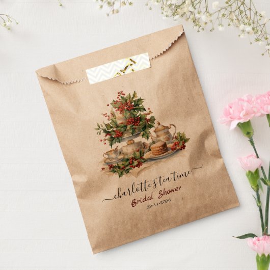 エレガントなクリスマス ブライダル シャワー ティー パーティー フェイバーバッグ (封をした状態)