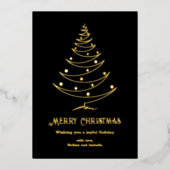 エレガントなクリスマス ブラック ゴールド 箔シーズンカード (正面)