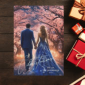 エレガントなクリスマス　ブルー　ピンク　フラワーフォト シーズンカード