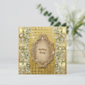 エレガントなクリスマス「ホリデーパーティー」ゴールドカスタム 招待状 (スタンド正面)