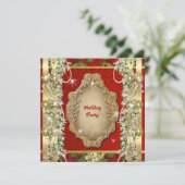 エレガントなクリスマス「ホリデーパーティー」ゴールドカスタム 招待状 (スタンド正面)