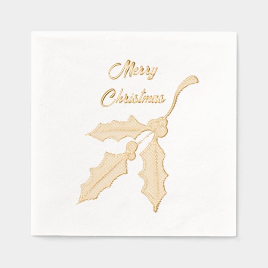 エレガントなクリスマス・ホリー箔プチナプキン 箔ナプキン (正面)